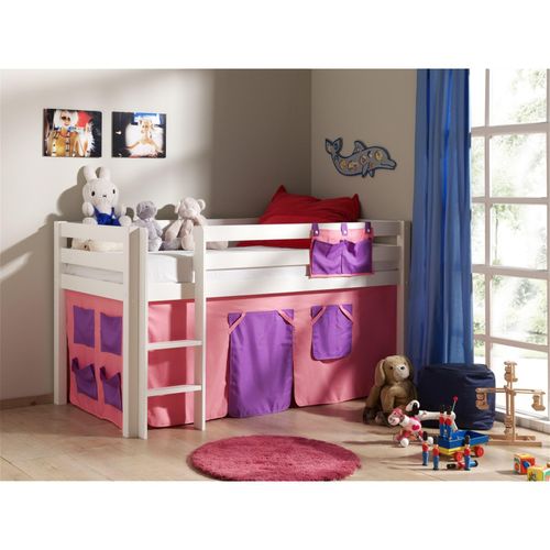 5420070212397 - Les Tendances - Hochbett Kinderzimmer PINOO-12 mit Textilset Bella in Kiefer massiv weiß lackiert b h t ca 210 114 106 cm 5420070212397 - Les Tendances - Hochbett Kinderzimmer PINOO-12 mit Textilset Bella in Kiefer massiv weiß lackiert b h t ca 210 114 106 cm