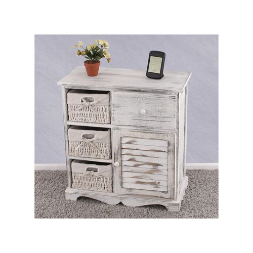 4052826042968 - Kommode Schrank mit 3 Körben 63x60x30cm Shabby-Look Shabby-Chic Vintage ~ weiß 4052826042968 - Kommode Schrank mit 3 Körben 63x60x30cm Shabby-Look Shabby-Chic Vintage ~ weiß
