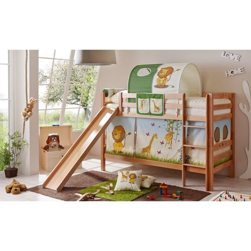 4251105902805 - Ticaa Etagenbett mit Rutsche Lupo Buche massiv Natur Safari