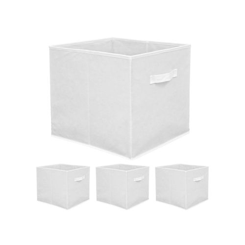 4057216035964 - - Faltbox Set 4 Boxen für Kallax Regal weiß 33x38x33cm Expedit Box mit Stoffgriff - weiss 4057216035964 - - Faltbox Set 4 Boxen für Kallax Regal weiß 33x38x33cm Expedit Box mit Stoffgriff - weiss