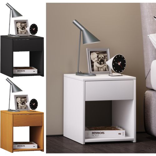 4051814362668 - Nachtschrank Maße Nachttisch ca H 40 x B 35 x T 35 cm Schublade und offenes Fach Nachttisch - Sledo Mini