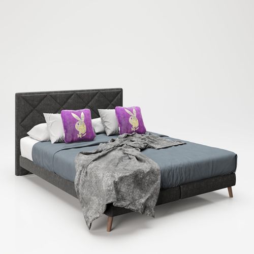 7640136870134 - PLAYBOY - Boxspringbett AUDREY 160x200 Samtstoffbezug mit Diamond Stitching inkl Topper und Matratze anthrazit