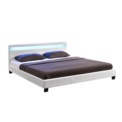 4260304762912 - Polsterbett Paris – modernes Bettgestell mit led Beleuchtung Lattenrost & Kopfteil – Kunstleder & Holz – Bett Einzelbett – 140×200 cm weiß - Juskys 4260304762912 - Polsterbett Paris – modernes Bettgestell mit led Beleuchtung Lattenrost & Kopfteil – Kunstleder & Holz – Bett Einzelbett – 140×200 cm weiß - Juskys