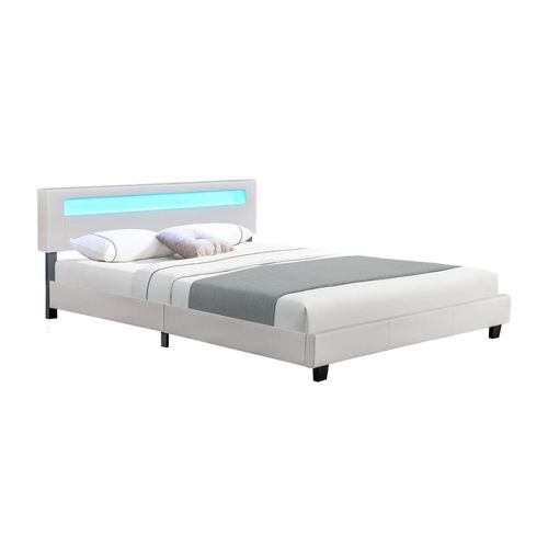 4260304762950 - Polsterbett Paris – modernes Bettgestell mit led Beleuchtung Lattenrost & Kopfteil – Kunstleder & Holz – Bett Doppelbett – 180×200 cm weiß - Juskys 4260304762950 - Polsterbett Paris – modernes Bettgestell mit led Beleuchtung Lattenrost & Kopfteil – Kunstleder & Holz – Bett Doppelbett – 180×200 cm weiß - Juskys