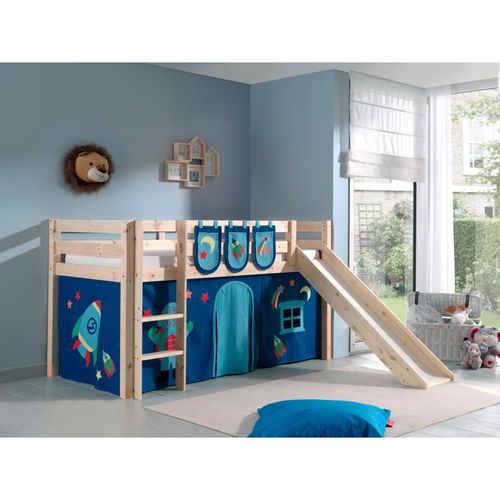 5420070228190 - Vipack Spielbett Pino inkl Rutsche Kiefer massiv natur mit Vorhang und 3 Taschen - Dessin Astro 5420070228190 - Vipack Spielbett Pino inkl Rutsche Kiefer massiv natur mit Vorhang und 3 Taschen - Dessin Astro