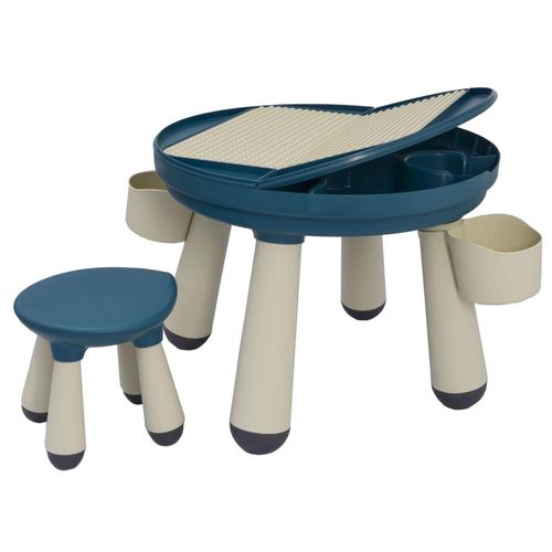 4057216044034 - Littletom - 3-in-1 Kids Activity Table with Chair - Play Desk with Plate for Building Bricks - blau 4057216044034 - Littletom - 3-in-1 Kids Activity Table with Chair - Play Desk with Plate for Building Bricks - blau