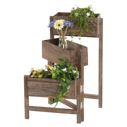 4052826181803 - Pflanzregal H275 Standregal Blumenständer Pflanzkasten 65x108x15cm Holz Shabby-Look Vintage ~ braun