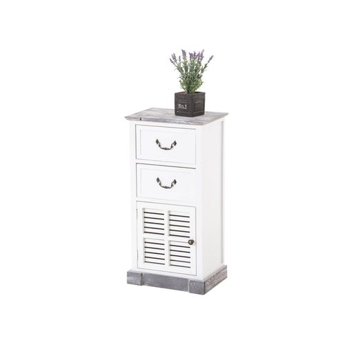 4251152648428 - Holzkommode MACKENZIE im Landhausstil I Holzschrank mit zwei Schubladen und einer luftdurchlässigen Tür