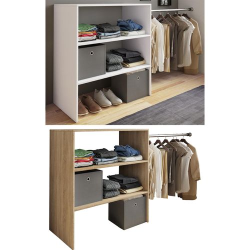 4051814404030 - Holz Kleiderschrank offener Schrank begehbarer Kleiderregal Dachschrägen Regal Maße ca B 90 x H 100 x T 50 cm - Dacho ll