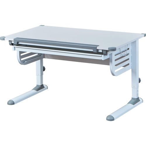 4010340986953 - ergonomischer Schülerschreibtisch Skalare in Weiss und Grau mit 1 Schublade