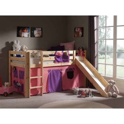 5420070212854 - Kinderzimmer Spielbett PINOO-12 mit Textil Set Bella incl Rutsche in Kiefer massiv natur lackiert B H T ca 210 114 218 cm - Natur 5420070212854 - Kinderzimmer Spielbett PINOO-12 mit Textil Set Bella incl Rutsche in Kiefer massiv natur lackiert B H T ca 210 114 218 cm - Natur
