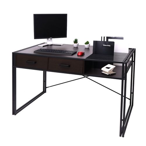 4057651306155 - Schreibtisch MCW-H91 Bürotisch Computertisch Industrial 76x120x70cm ~ dunkelbraun