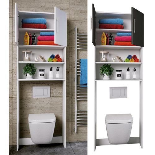 4051814371431 - Holz WC Toilette Regal Toilettenüberbau Überbauschrank Wandschrank Maße ca B 64 x H 190 x T 25 cm - Totas 4051814371431 - Holz WC Toilette Regal Toilettenüberbau Überbauschrank Wandschrank Maße ca B 64 x H 190 x T 25 cm - Totas