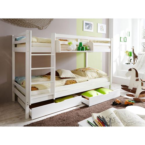 4250393888464 - TiCAA Etagenbett Stockbett Rene Kiefer massiv Weiß 4250393888464 - TiCAA Etagenbett Stockbett Rene Kiefer massiv Weiß