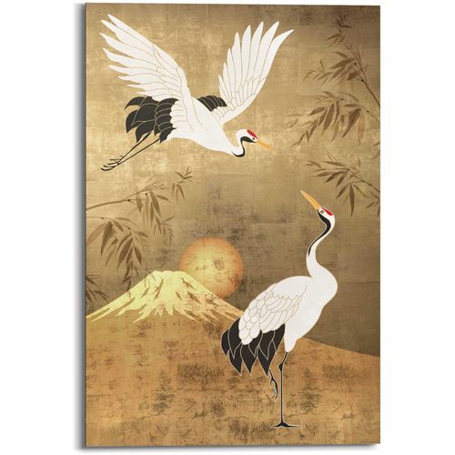 8714597615623 - Wandbild REINDERS Kraniche Bilder Gr B H T 60 cm x 90 cm x 2 cm goldfarben Kunstdrucke