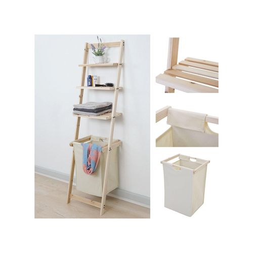 4057651271453 - Leiterregal MCW-B59 Regal Laundry Wäschekorb Wäschesammler Holzregal Badregal Stufenregal Tanne 152x41x35cm 39l 4057651271453 - Leiterregal MCW-B59 Regal Laundry Wäschekorb Wäschesammler Holzregal Badregal Stufenregal Tanne 152x41x35cm 39l