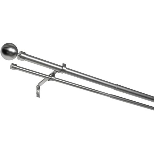 4040255673990 - Gardinenstange MYDECO habito ball-classic Gardinenstangen Gr L 190 cm - 360 cm Ø 28 mm 1 St 2 läufig silberfarben (edelstahlfarben) Gardinenstangen Wandmontage