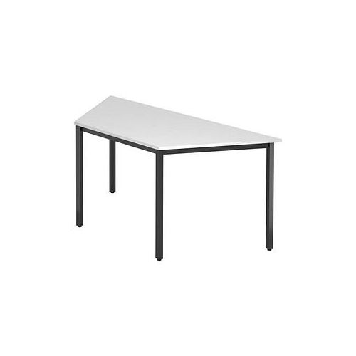 4032062173626 - HAMMERBACHER Konferenztisch VDQTR weiß Trapezform Vierkantrohr schwarz 1600 x 690 x 720 cm