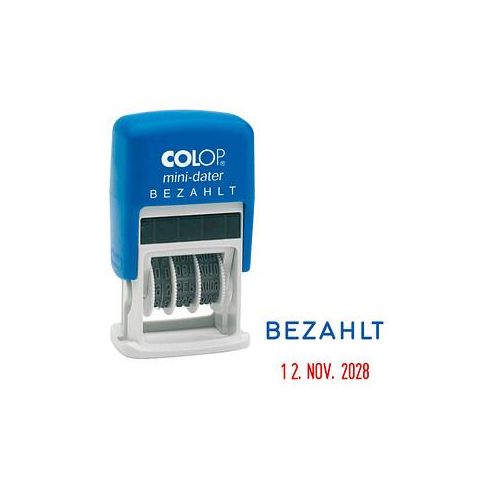 9004362302193 - COLOP Datumstempel mit Text Bezahlt Mini-Dater S 160 L selbstfärbend blau rot