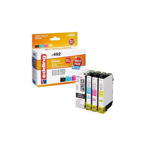 4057305064271 - edding EDD-492  schwarz cyan magenta gelb Druckerpatronen kompatibel zu EPSON 27XL   T2711XL 12XL 13XL 14XL 4er-Set