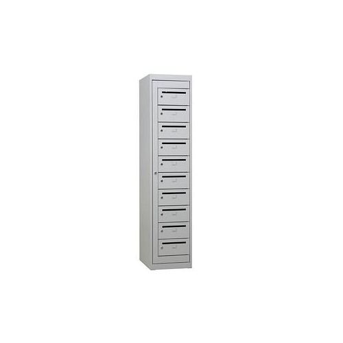 4260090177754 - Schließfachschrank 111314 Metall 1 Abteil mit 10 Fächern abschließbar 40x180cm (BxH) lichtgrau 4260090177754 111314