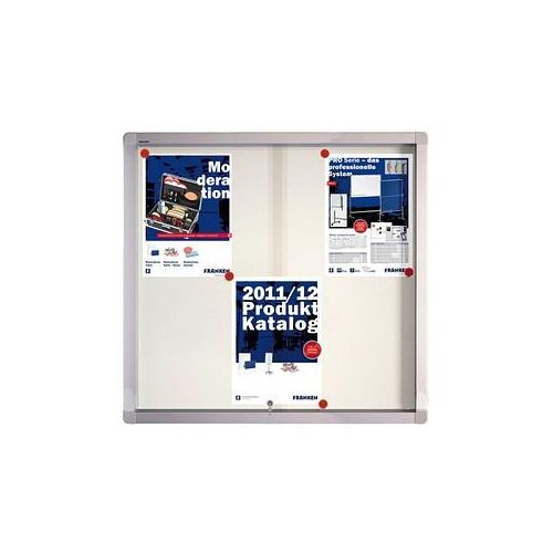 4016946219501 - Schaukasten Pro73x68x46cm silber mit Whiteboard für Innenbere