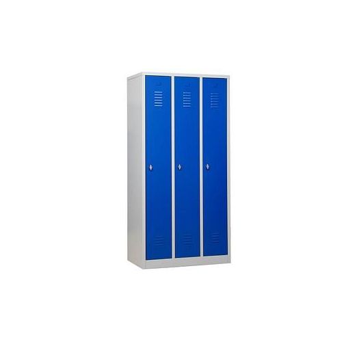 4260090175682 - Spind 105300 Metall 3 Abteile mit 3 Fächern abschließbar (Schloss separat erhältlich) 90x180cm (BxH) blau 4260090175682 Gür