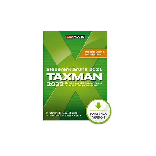 9783648151471 - LEXWARE TAXMAN Rentner & Pensionäre 2022 (für das Steuerjahr 2021) Software Vollversion (Download-Link)