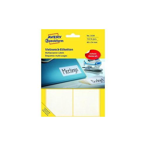 4004182033302 - AVERY Zweckform Vielzweck-Etiketten Vielzweck-Etik80x54 weiß 800 x 540 mm weiß