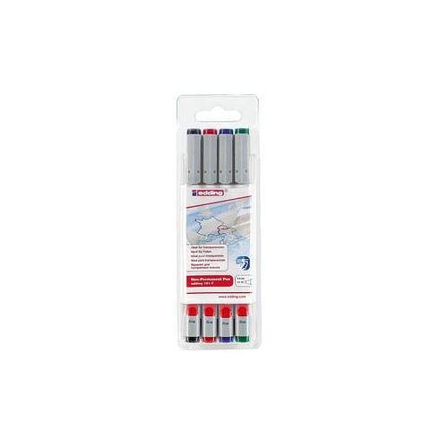 4004764125340 - Folienstift 151 f 06mm farbig sortiert nicht dokumentenecht 4 St Pack Schreibfarbe rot blau grün schwarz dokumentenecht Nein - Edding