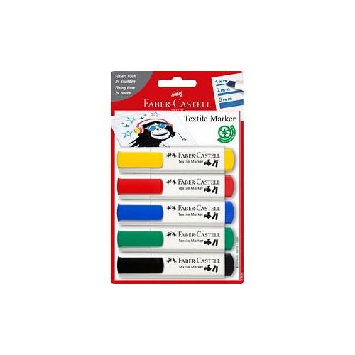 4005401595205 - FABER-CASTELL Textilmarker Standard 5er Textilmarker gelb rot blau grün schwarz 10 - 50 mm