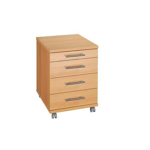 4260637312471 - Rollcontainer 05277Z Holz buche 3 normale Schubladen mit extra Utensilienauszug