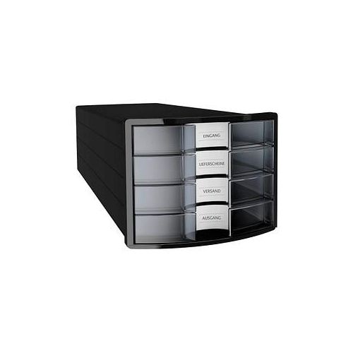 4012473101234 - Schubladenbox Impuls 1010-363 schwarz transparent 4 Schubladen geschlossen 4012473101234 HAN