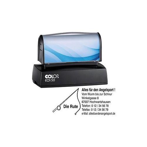 4044589366368 - COLOP Textstempel individualisierbar EOS 50 selbstfärbend blau schwarz rot mit Logo