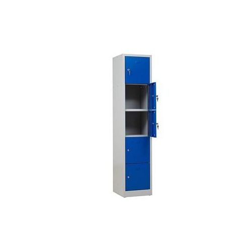 4260090177976 - Schließfachschrank 110889 Metall 1 Abteil mit 5 Fächern abschließbar 41x190cm (BxH) blau 4260090177976 110889