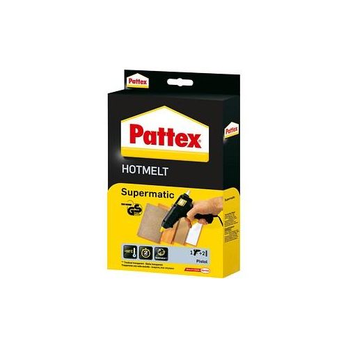 4015000087162 - Heißklebepistole Pattex® Hotmelt Supermatic mechanischer Vorschub elektronischer Temperaturregler Standbügel 2 Heißklebesticks schwarz-gelb 4015000087162 - Heißklebepistole Pattex® Hotmelt Supermatic mechanischer Vorschub elektronischer Temperaturregler Standbügel 2 Heißklebesticks schwarz-gelb