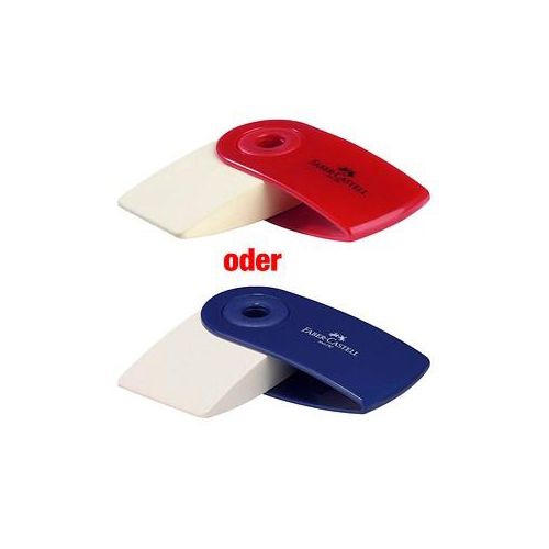 9556089824118 - FABER-CASTELL Radiergummis Radierer Sleeve-Mini rot+blau weiß