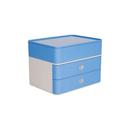 4012473110083 - Schubladenbox Smart-Box Plus Allison 1100-84 SnowWhite SkyBlue 2 Schubladen geschlossen mit Utensilienbox 4012473110083 HAN