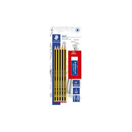 4007817119099 - 10 x Bleistift Noris HB 5 Stück + Radierer auf Blisterkarte