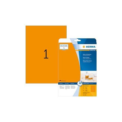 4008705051491 - HERMA Etiketten neon-orange 210x297mm Special A4 LaserCopy 20 Blatt