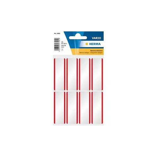 4008705019026 - 10 x HERMA Namensetiketten Acetat-Seide 54x19mm weiß rot VE=16 Stück