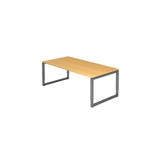 4032062167700 - HAMMERBACHER RS2E höhenverstellbarer Schreibtisch buche rechteckig Kufen-Gestell grau 2000 x 1000 cm