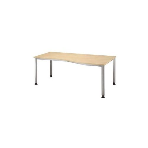 4032062139424 - Schreibtisch VHS18 3 S manuell höhenverstellbar 68-81cm (H) 180x100cm (BxT) Freiform ahorn   silber 4032062139424 Hammerbac