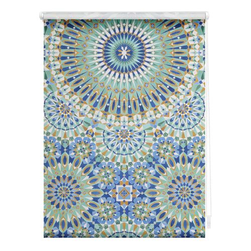 4250434138701 - Seitenzugrollo Rollo Klemmfix ohne Bohren Verdunkelung Orientalische Muster ORIGINAL verdunkelnd freihängend Klemmfix blau|grün