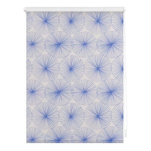 4251369825773 - Seitenzugrollo ORIGINAL Rollo Klemmfix ohne Bohren blickdicht Flower wheel - Blau Rollos Gr 150 cm stufenlos positionierbar 45 cm blau (blau weiß) Kinder Kinderzimmer-Rollos