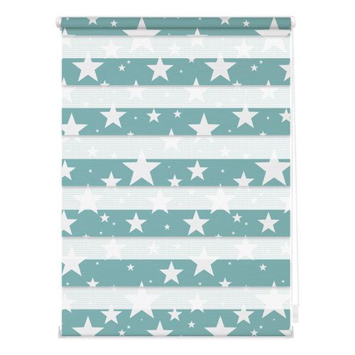 4250434140308 - Doppelrollo ORIGINAL Duo Rollo Motiv Sterne Rollos Gr 150 cm 80 cm blau (petrol) Doppelrollos Rollo bedruckt 4250434140308 - Doppelrollo ORIGINAL Duo Rollo Motiv Sterne Rollos Gr 150 cm 80 cm blau (petrol) Doppelrollos Rollo bedruckt