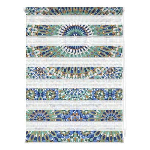 4250434140605 - Doppelrollo ORIGINAL Duo Rollo Motiv Orientalisches Muster Rollos Gr 150 cm 80 cm blau (blau grün) Doppelrollos