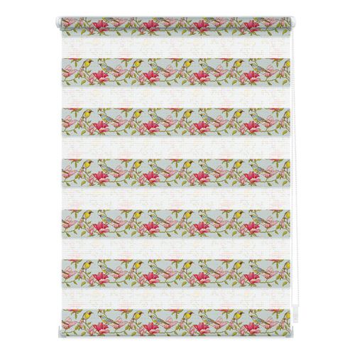 4250434140452 - Doppelrollo ORIGINAL Duo Rollo Motiv Birds Rollos Gr 150 cm 45 cm grün (grün pink) Doppelrollos Rollo bedruckt
