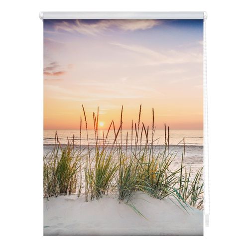 4250434121796 - Seitenzugrollo ORIGINAL Rollo Klemmfix ohne Bohren blickdicht Nordseestrand - Rot Weiß Rollos Gr 150 cm stufenlos positionierbar 120 cm rot (rot weiß weiß) Kinder Kinderzimmer-Rollos