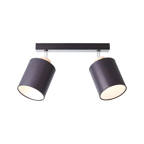 4004353391606 - BRILLIANT Lampe Vonnie Spotbalken 2flg schwarz holzfarbend Metall Holz Textil 2x A60 E27 25WNormallampen (nicht enthalten) - schwarz